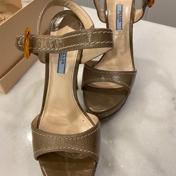 Prada Taupe Platform Sandal Heels - Picture 9 of 11